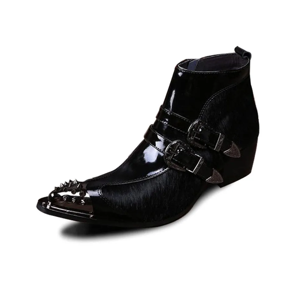 High Top Zip Steel Toe Belt Men Ankle Boots