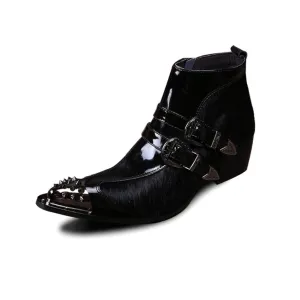 High Top Zip Steel Toe Belt Men Ankle Boots