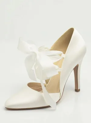 Ivory Satin Wedding Shoe, High Heel Wedding Shoes, Size 8 **SALE**