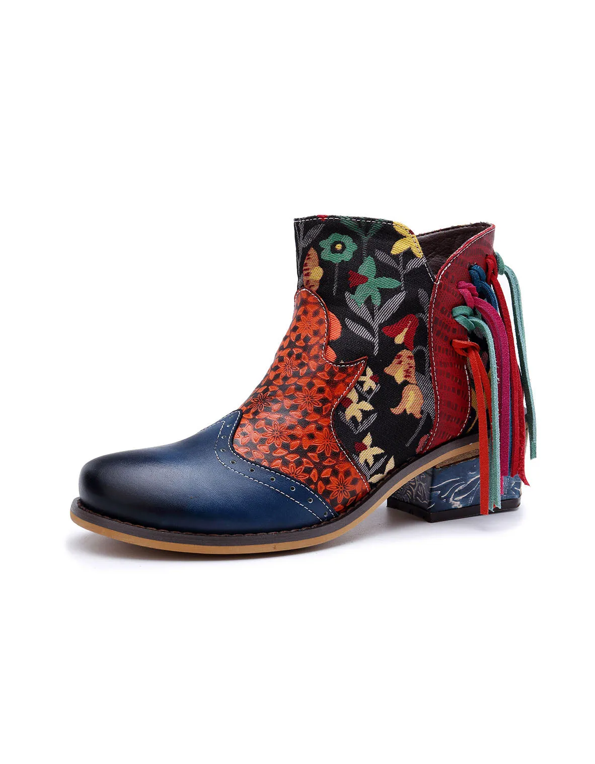 Jacquard Leather Printed Fringed Cowboy Boots 36-42