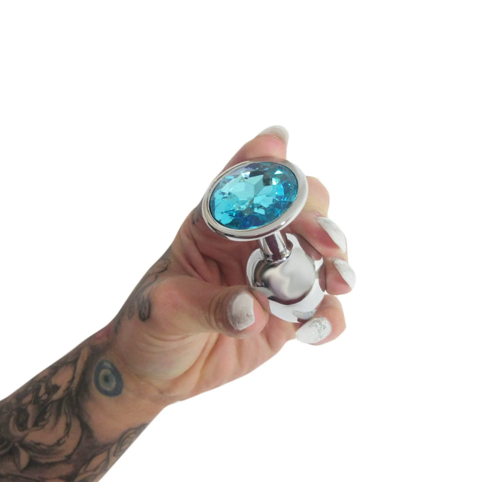Jewelled Smooth Metal Butt Plug