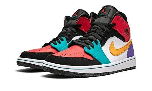 Jordan Air 1 Mid (White/University Red Black, 8)