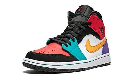 Jordan Air 1 Mid (White/University Red Black, 8)