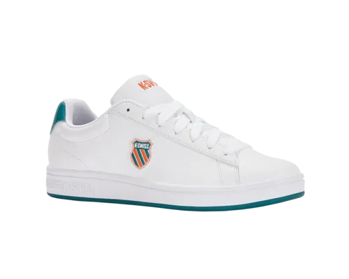 K-Swiss Men's Court Shield White Scarlet Ibis Deep Lake Shoes