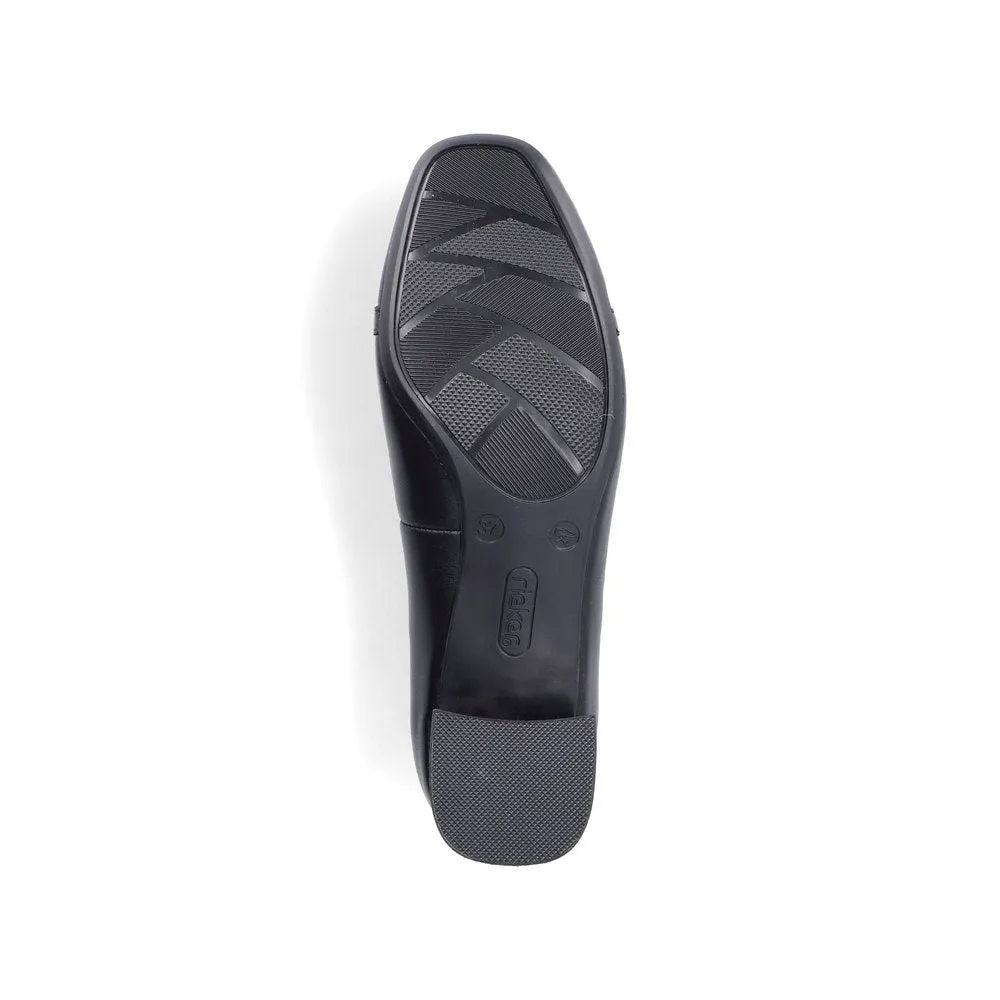 Ladies Black Leather Rieker Shoes Low Heel Court 45069-00 sale