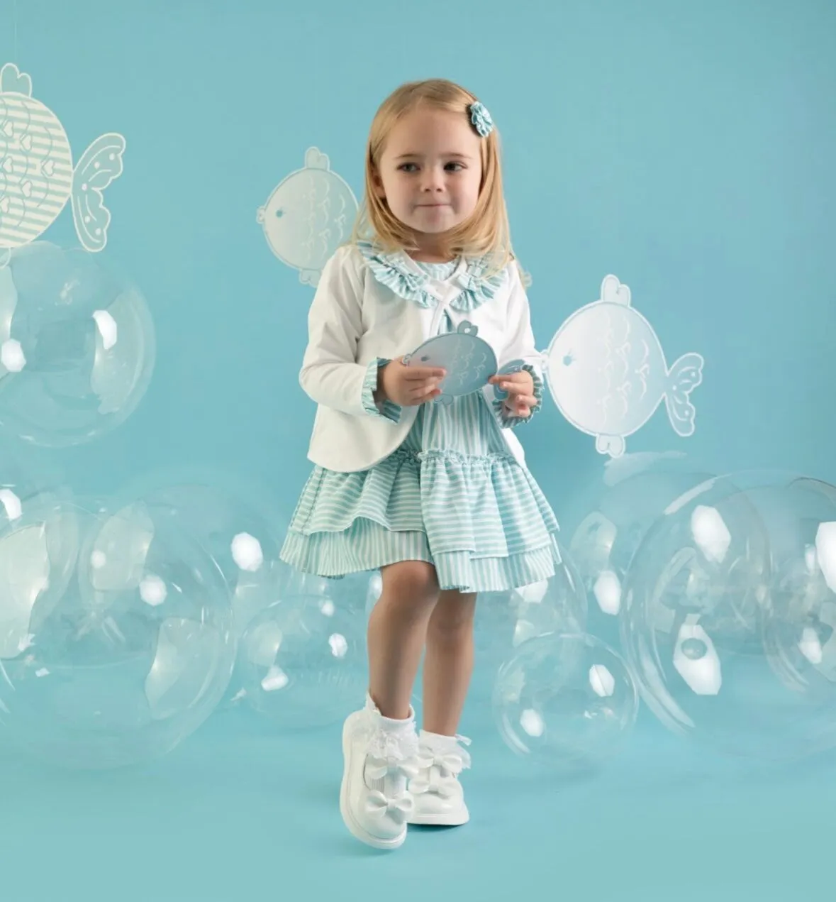 Little A 1001 Bright White Double Bow Shoe