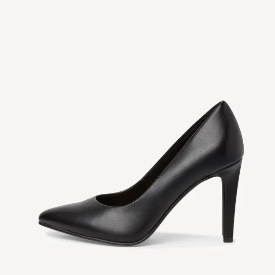 Marco Tozzi Black Matt Court Shoe