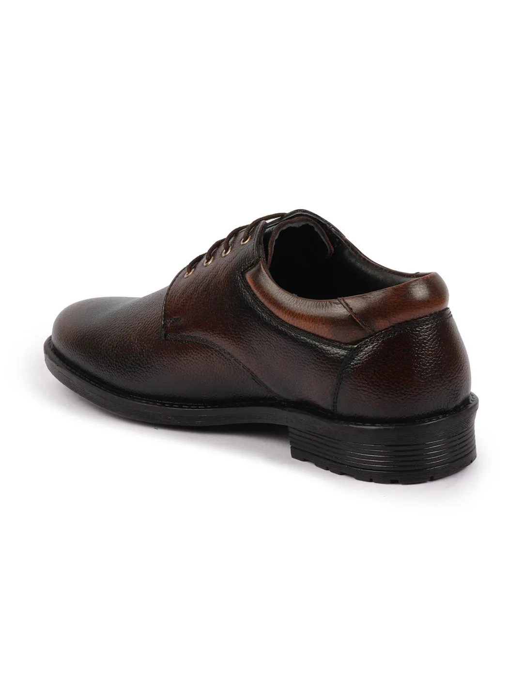 Men Tan Genuine Burnish Leather Formal Lace Up Derby Shoes For Office|Work