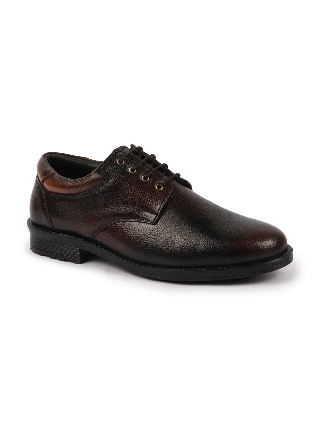 Men Tan Genuine Burnish Leather Formal Lace Up Derby Shoes For Office|Work