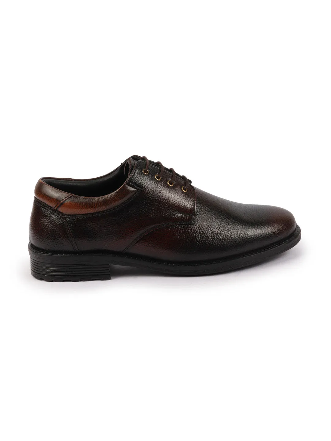 Men Tan Genuine Burnish Leather Formal Lace Up Derby Shoes For Office|Work