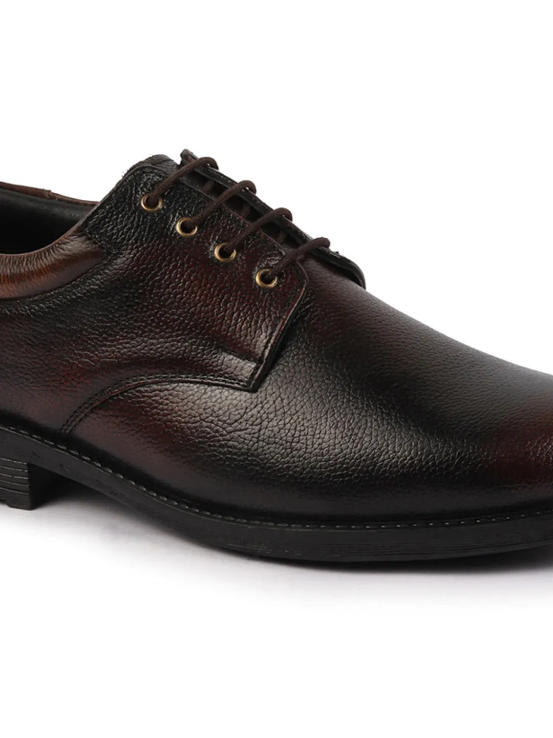 Men Tan Genuine Burnish Leather Formal Lace Up Derby Shoes For Office|Work