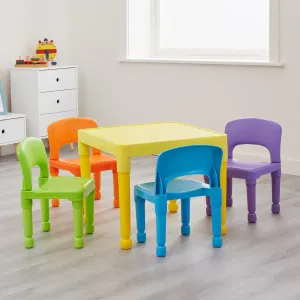 Multi-Coloured Table & 4 Chairs Set