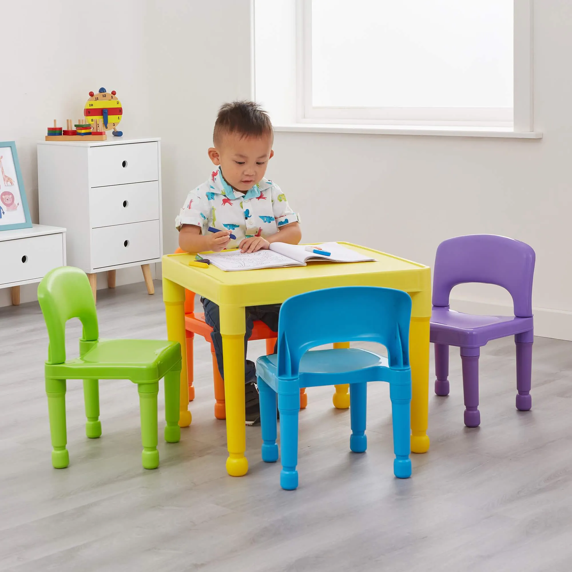 Multi-Coloured Table & 4 Chairs Set