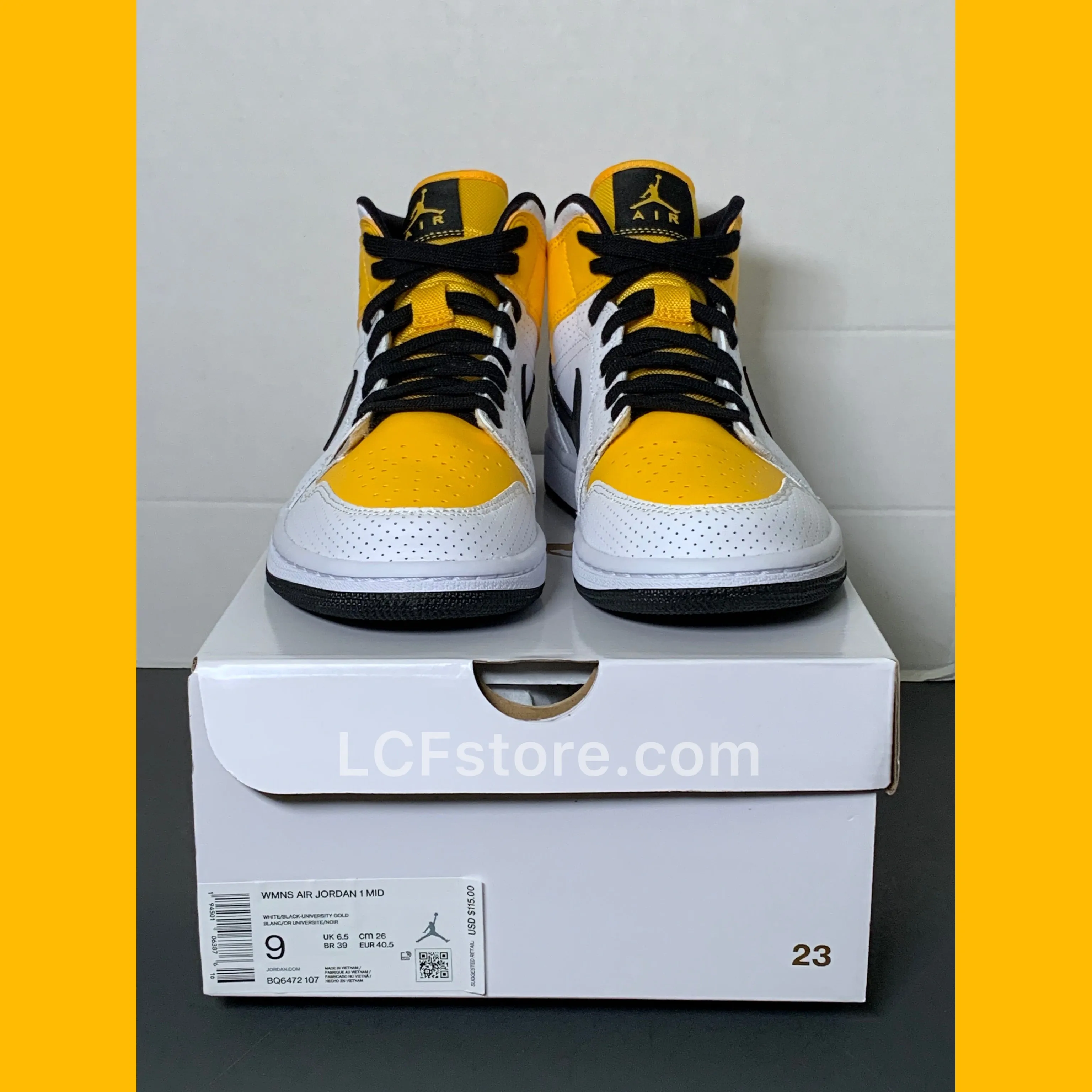 Nike Air Jordan 1 Mid 'Perforated - White University Gold'