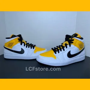 Nike Air Jordan 1 Mid 'Perforated - White University Gold'