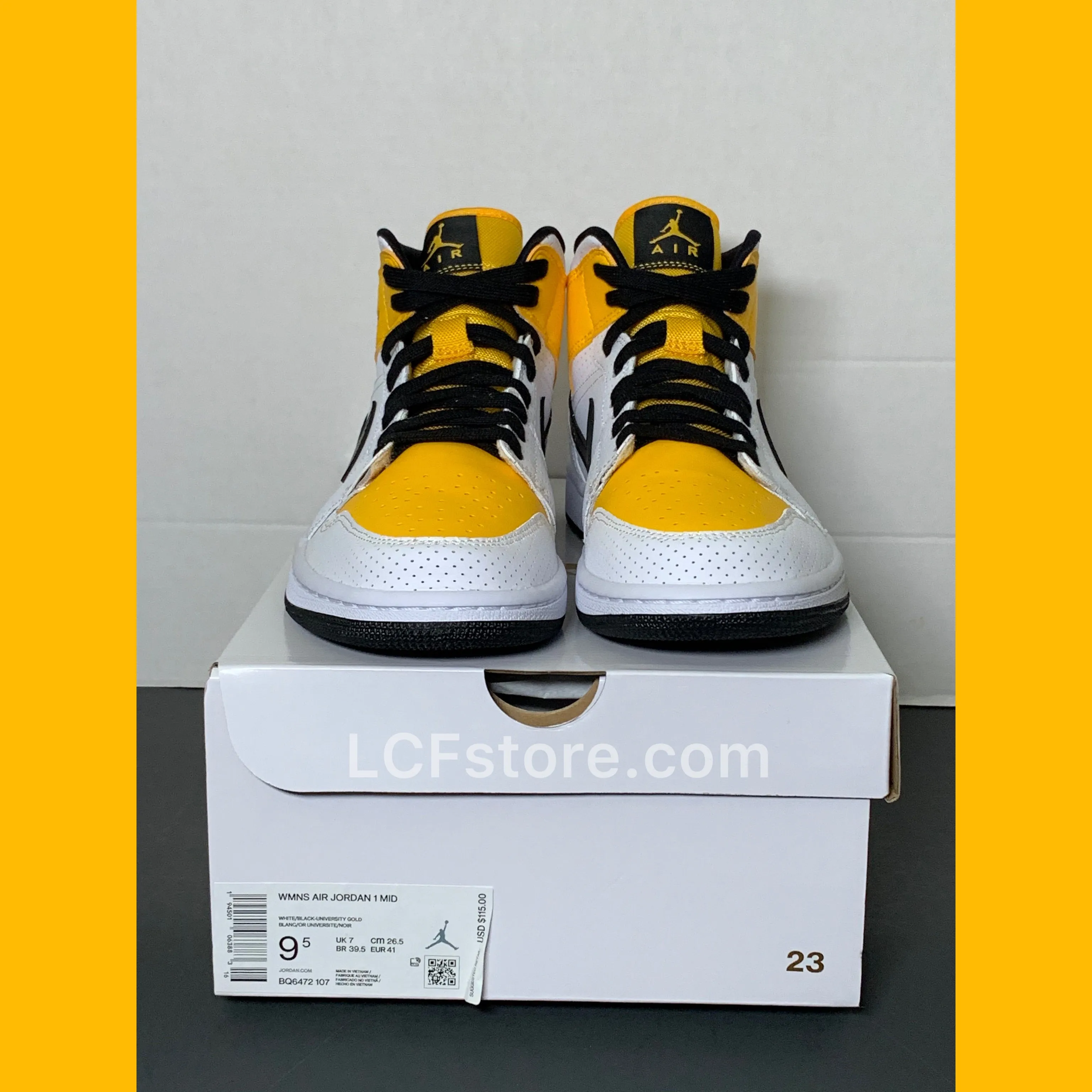 Nike Air Jordan 1 Mid 'Perforated - White University Gold'