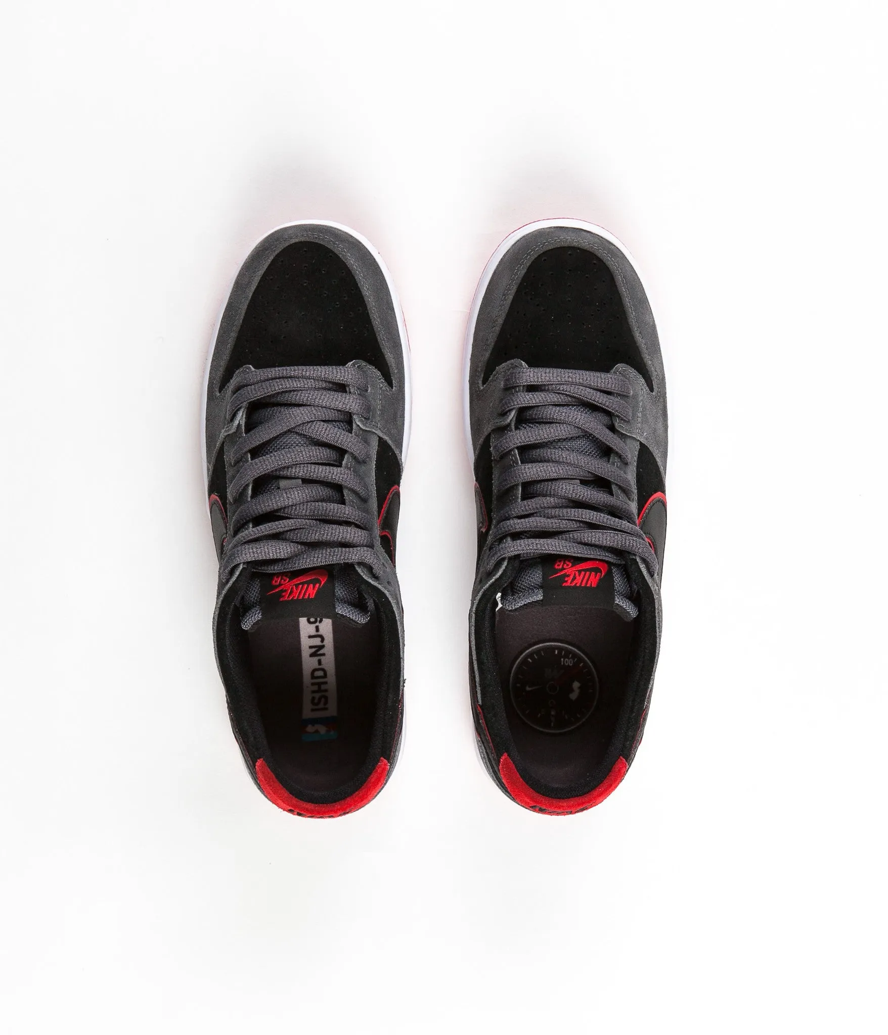 Nike SB Dunk Low Pro Ishod Wair Shoes - Dark Grey / Black - University Red - White