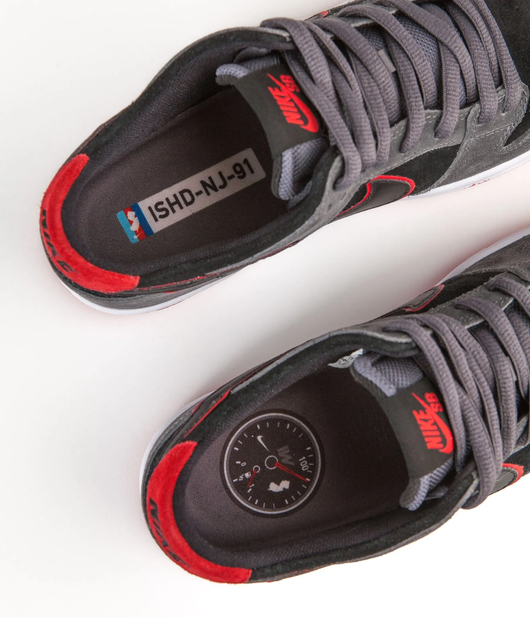 Nike SB Dunk Low Pro Ishod Wair Shoes - Dark Grey / Black - University Red - White