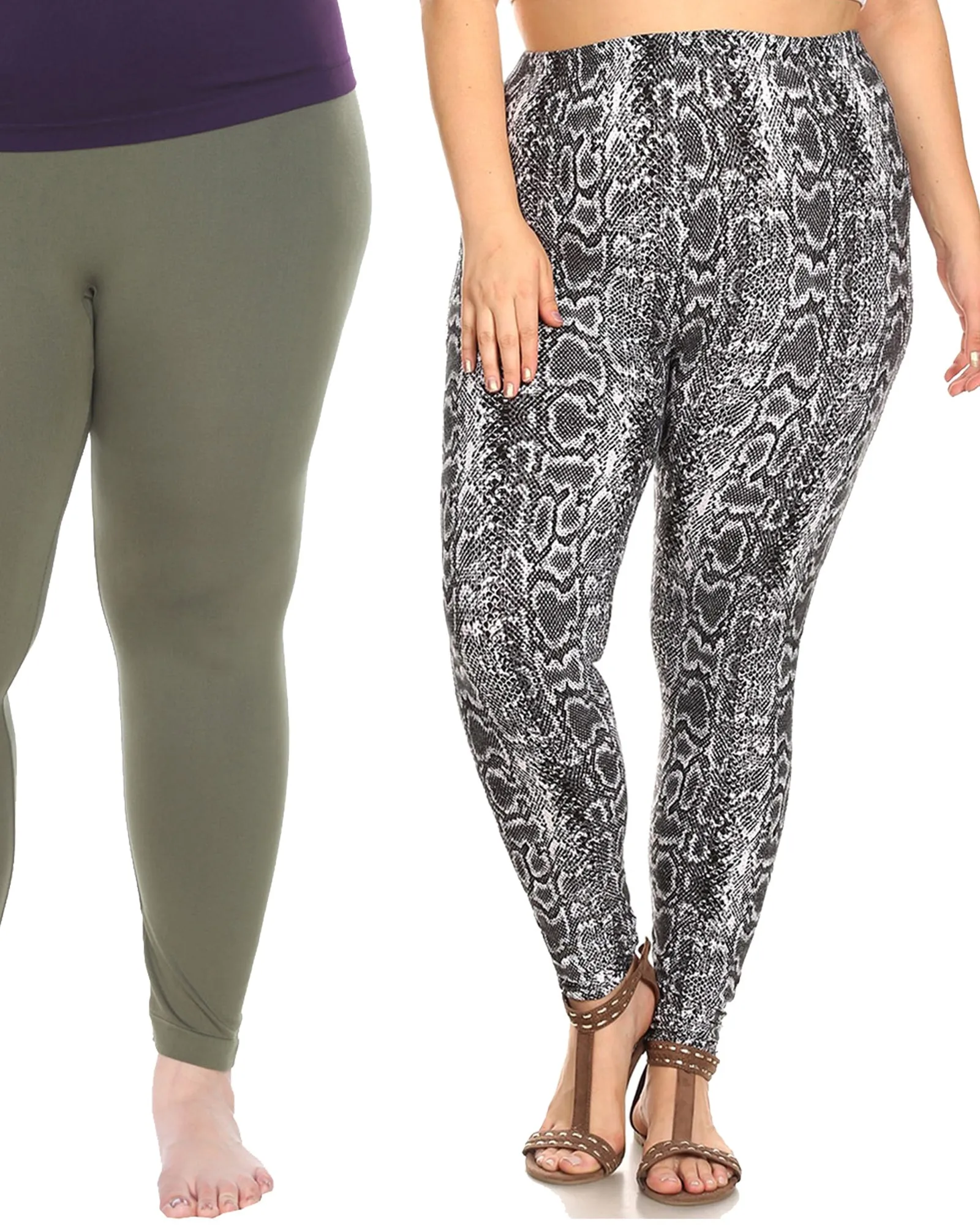 Pack of 2 Printed Leggings | PACK 266 - Olive