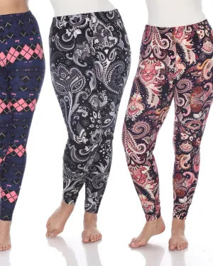 Pack of 3 Printed Leggings | PACK 176 - Purple