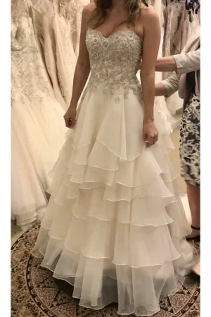 Romantic Sweetheart Beaded Bodice tiered Wedding Dresses Long Beautifully Bridal Dresses N1456