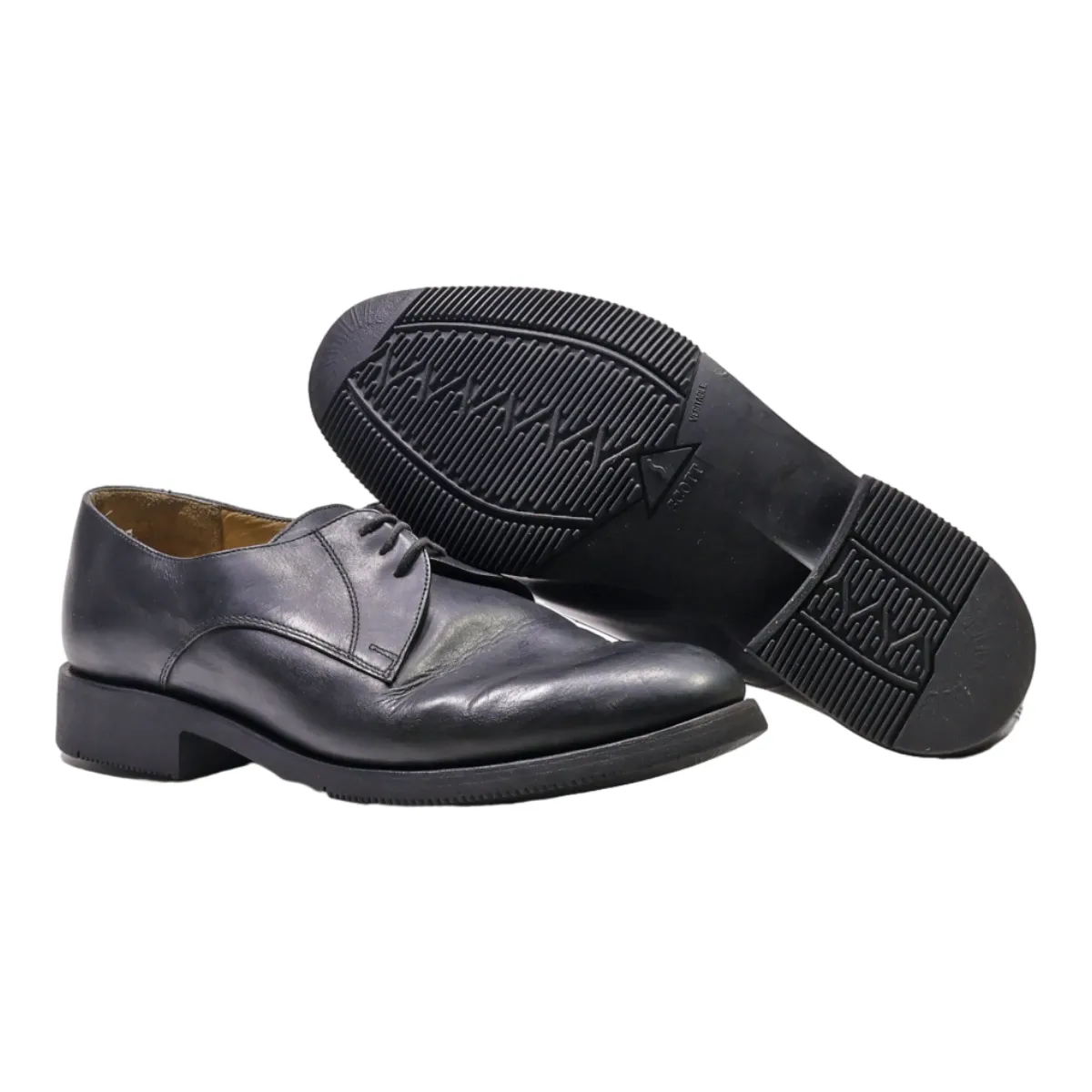 SCOTT Derby Shoes Black Leather Mens UK 9.5