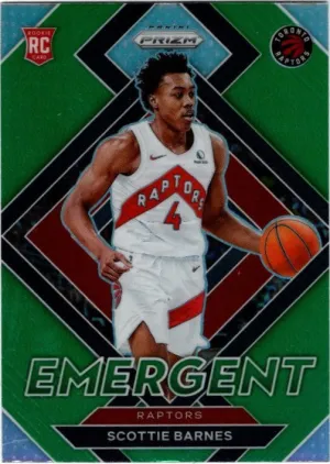 Scottie Barnes, RC, Emergent Green Prizm, 2021-22 Panini Prizm Basketball NBA
