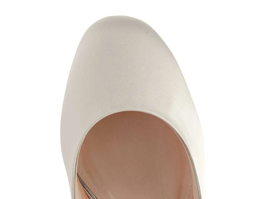 Serenity Ivory Satin Block Heels | Rainbow Club Shoes