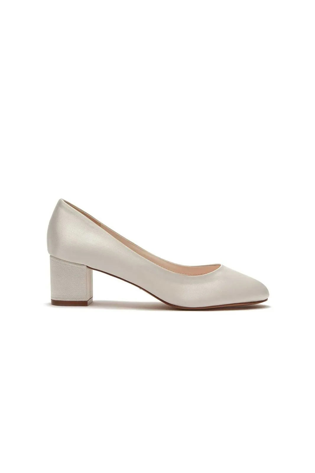 Serenity Ivory Satin Block Heels | Rainbow Club Shoes