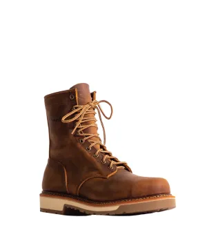 Silverado Mens 8in Lumberjack Shipyard ST Oil Tan Leather Work Boots
