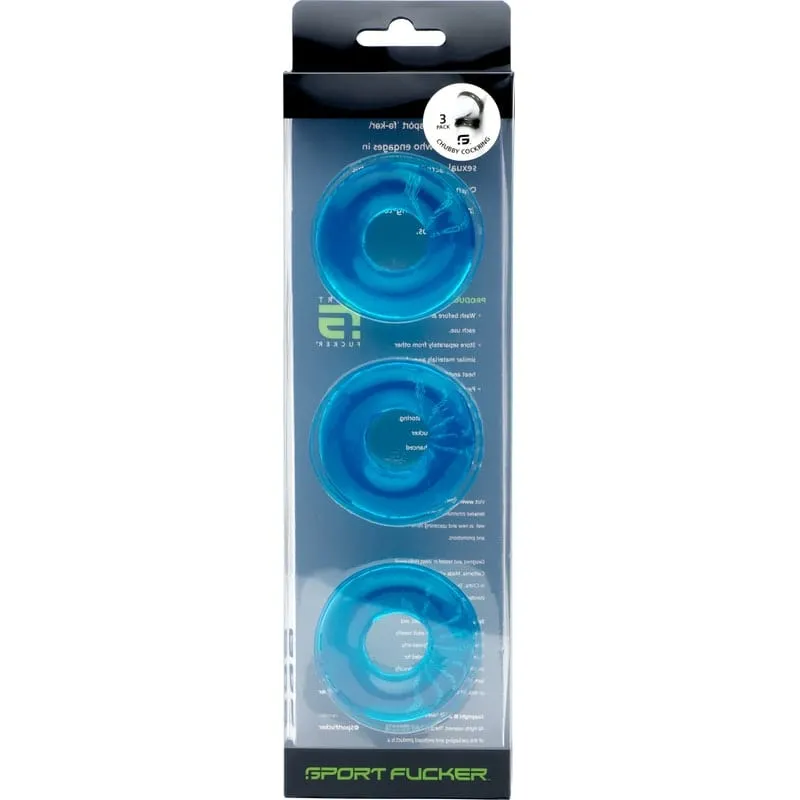 Sport Fucker Chubby Cockring 3 Pack Ice Blue