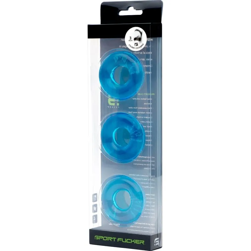 Sport Fucker Chubby Cockring 3 Pack Ice Blue