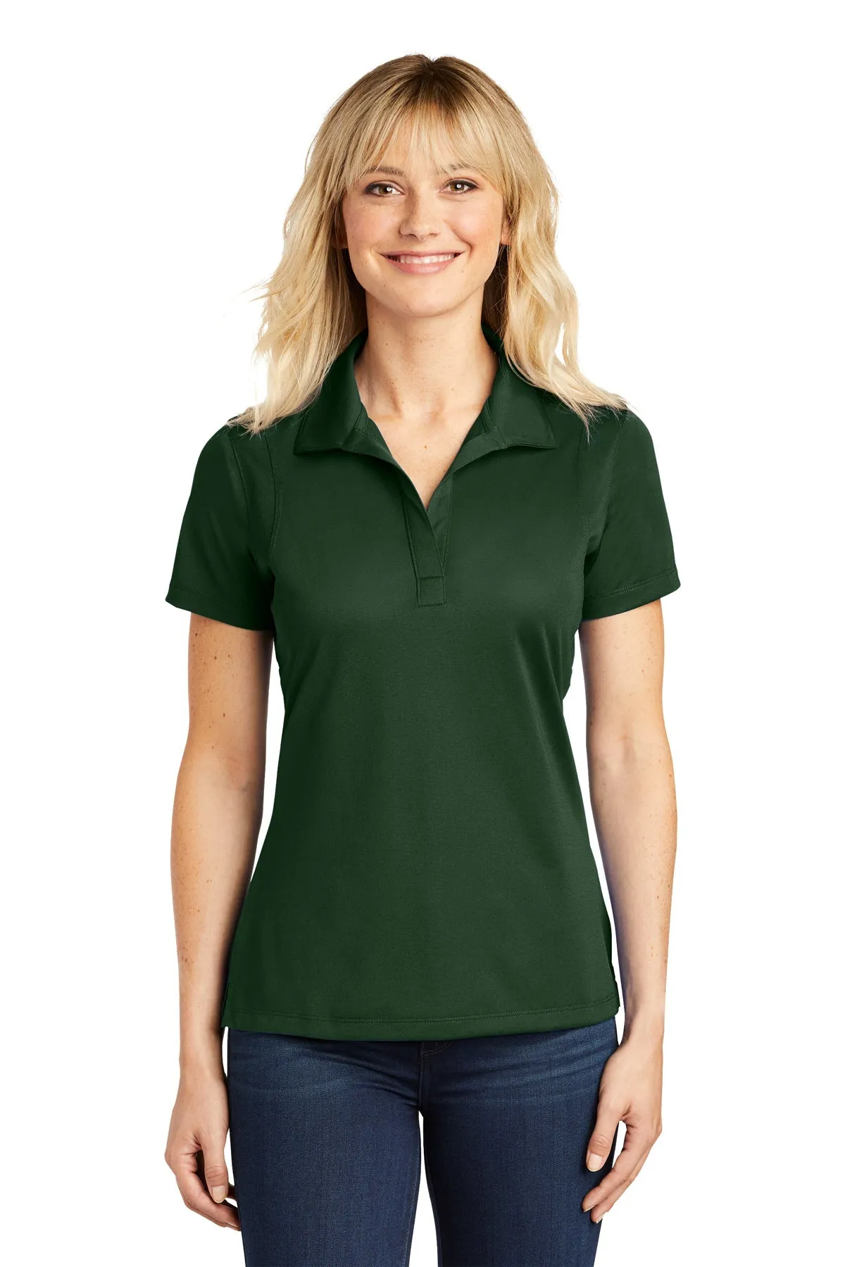 Sport-Tek Ladies Micropique Branded Sport-Wick Polos, Forest Green