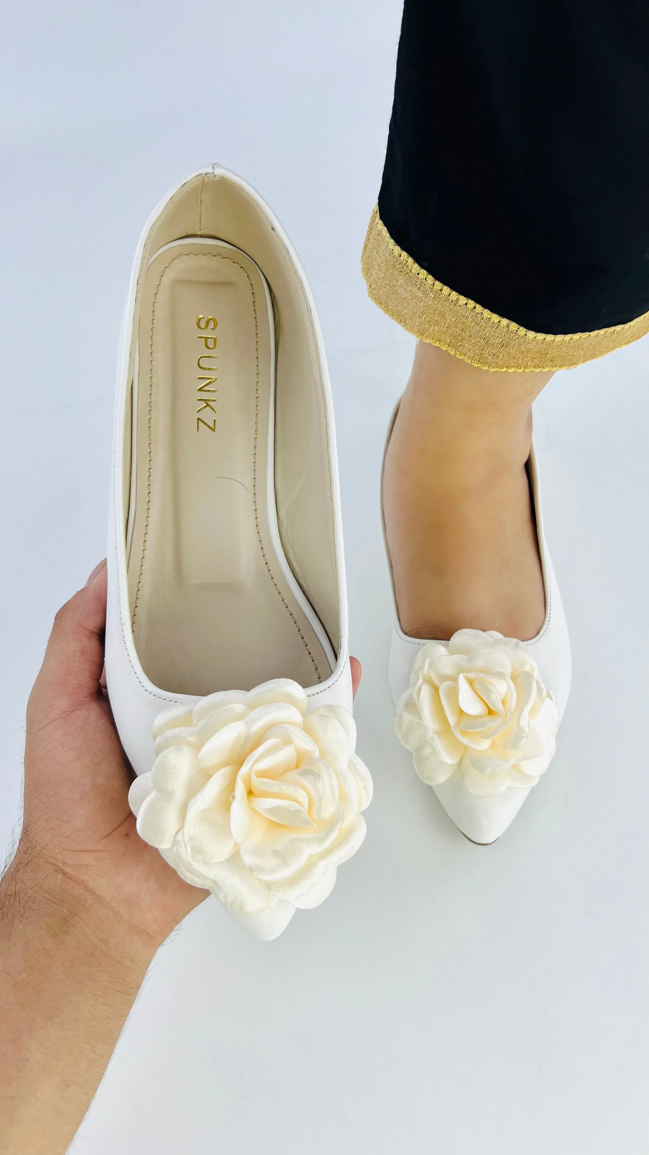 Spunkz Silk Flower Ballet Flats Wedding Shoes