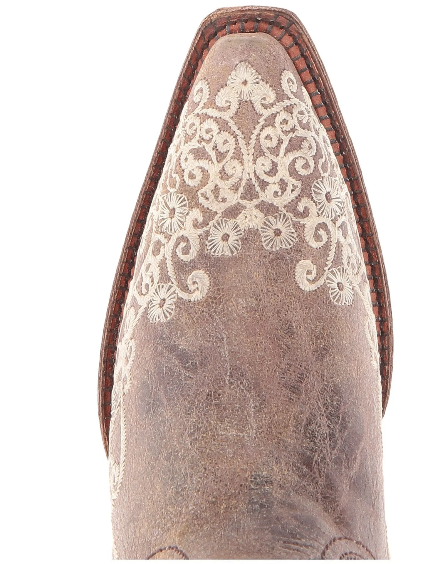 Women's Corral A1094 13" Brown Crater Bone Embroidery Snip Toe (SHOP IN-STORES TOO)