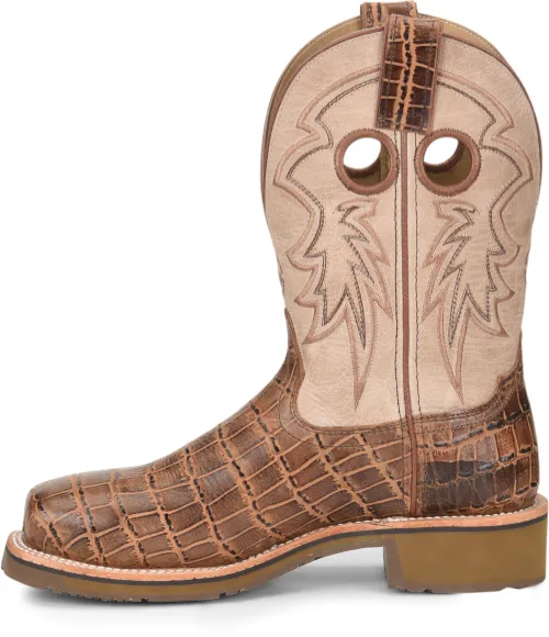 Womens Double H Oceana Antique Croc Print Steel Toe Broad Square Toe Roper Boots