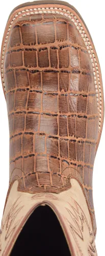 Womens Double H Oceana Antique Croc Print Steel Toe Broad Square Toe Roper Boots