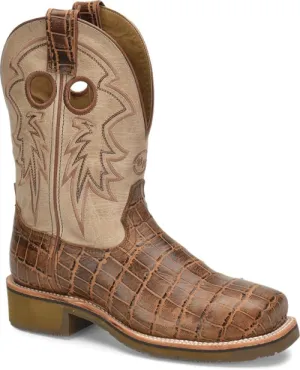 Womens Double H Oceana Antique Croc Print Steel Toe Broad Square Toe Roper Boots