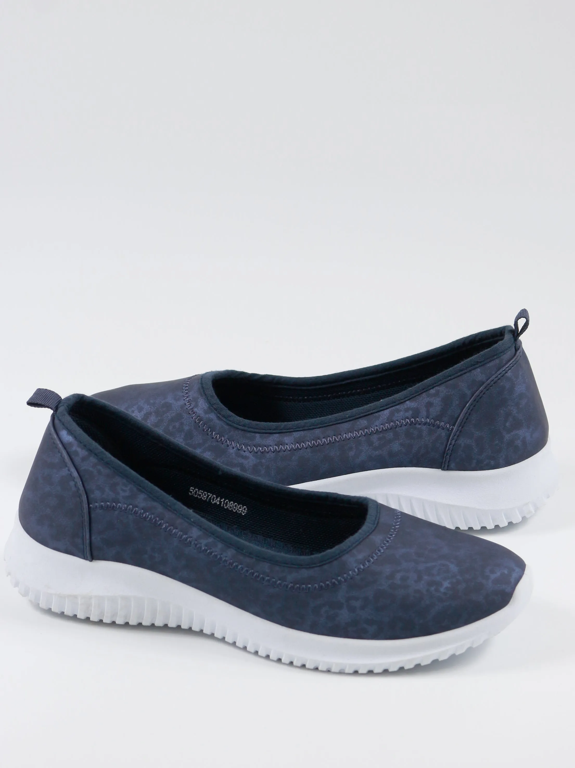 Women's Leopard Printed Slip On Comfy Shoes,Navy