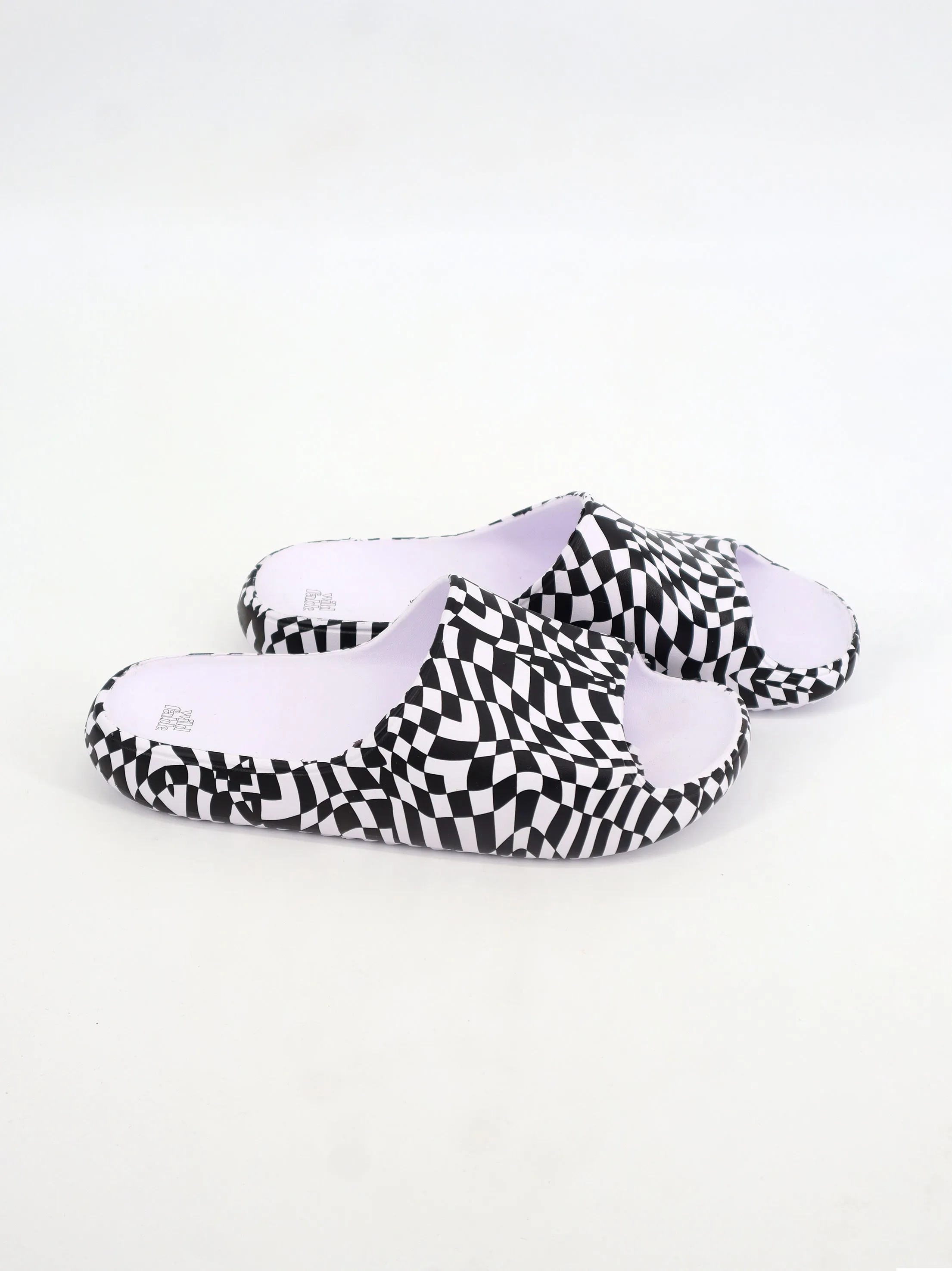 Women's Printed Slippers,Black/White