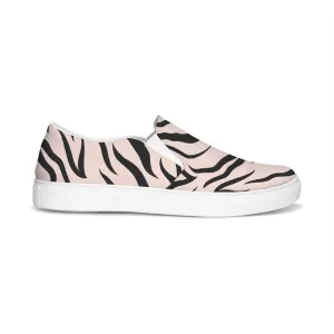 Womens Sneakers - Pink And Black Zebra Stripe Canvas Sports Shoes / Womens Sneakers - Pink And Black Zebra Stripe Canvas Sports Shoes /